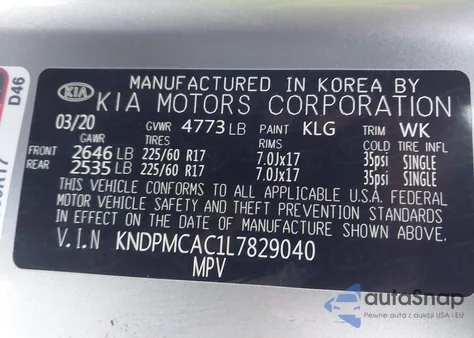 2020 Kia Sportage Lx from USA, damaged, VIN KNDPMCAC1L7829040
